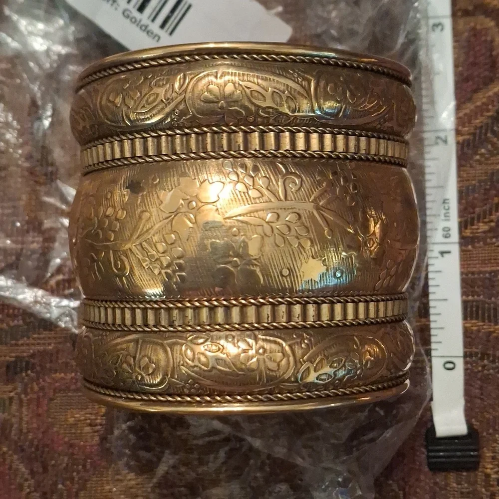 Engraved Floral Cuff Bracelet
